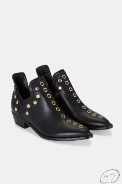 Mujer MICUIR Punky Boots-Punky Boots Negras Tachas Doradas 4Cm