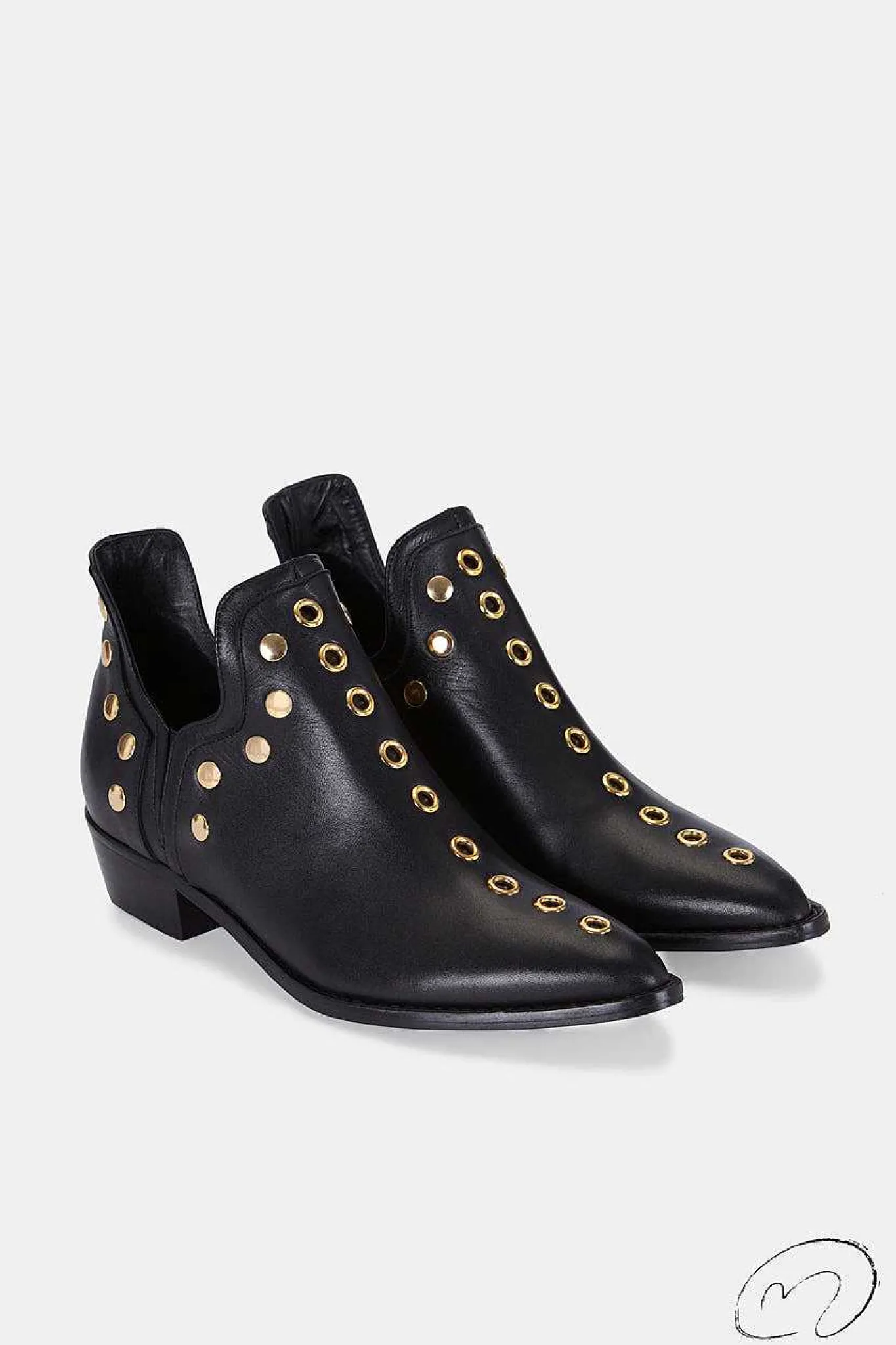 Mujer MICUIR Punky Boots-Punky Boots Negras Tachas Doradas 4Cm