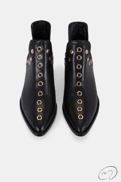 Mujer MICUIR Punky Boots-Punky Boots Negras Tachas Doradas 4Cm