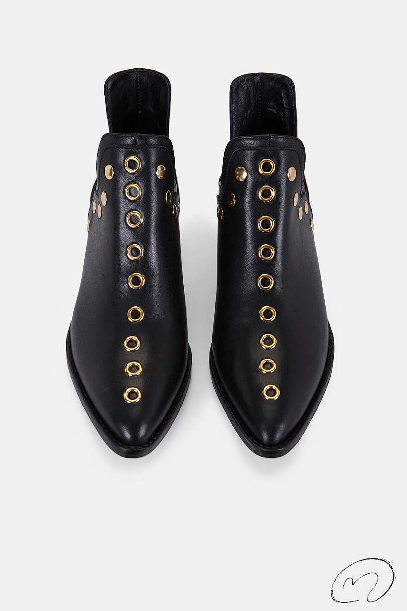 Mujer MICUIR Punky Boots-Punky Boots Negras Tachas Doradas 4Cm