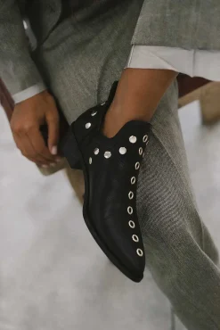 Mujer MICUIR Punky Boots-Punky Boots Negras Tachas Doradas 4Cm