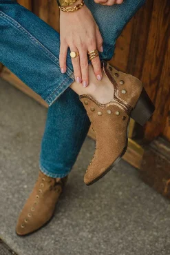 Mujer MICUIR Punky Boots-Punky Boots Special Edition Taupe Ribete Dorado 6Cm