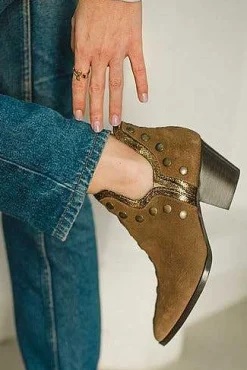 Mujer MICUIR Punky Boots-Punky Boots Special Edition Taupe Ribete Dorado 6Cm