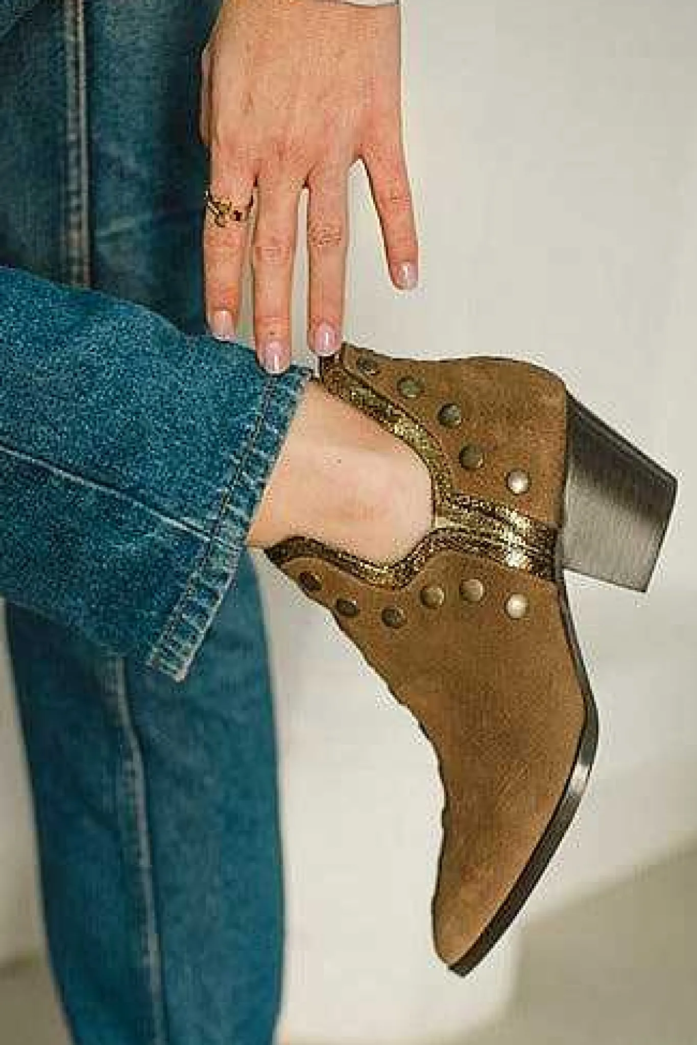 Mujer MICUIR Punky Boots-Punky Boots Special Edition Taupe Ribete Dorado 6Cm