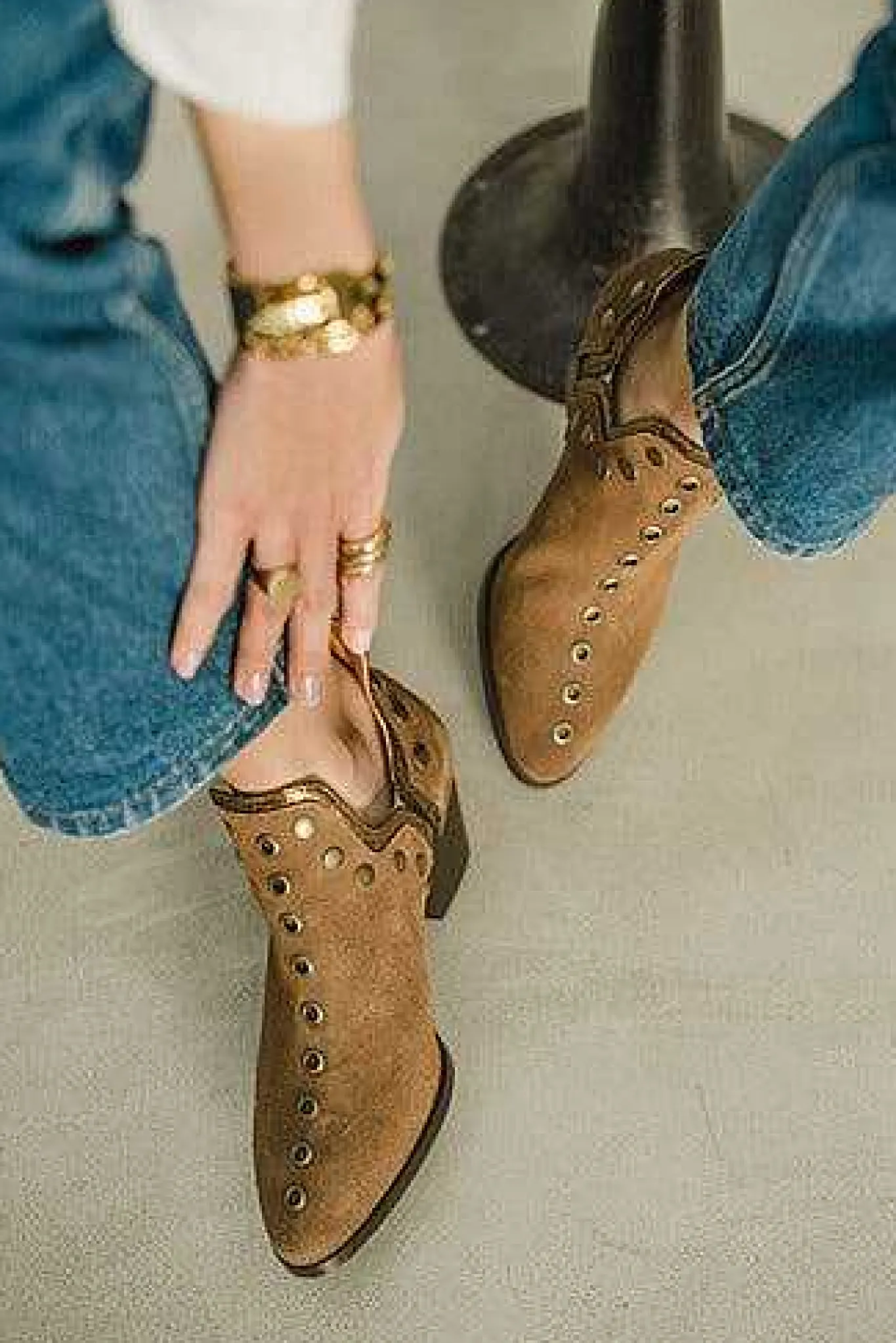 Mujer MICUIR Punky Boots-Punky Boots Special Edition Taupe Ribete Dorado 6Cm