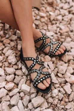 Mujer MICUIR Sandalias Planas-Punky Sandals Negro 1Cm
