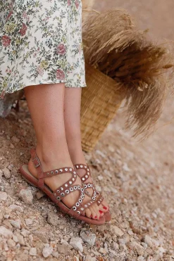 Mujer MICUIR Sandalias Planas-Punky Sandals Rosa Maquillaje 1Cm