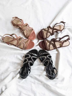 Mujer MICUIR Sandalias Planas-Punky Sandals Rosa Maquillaje 1Cm