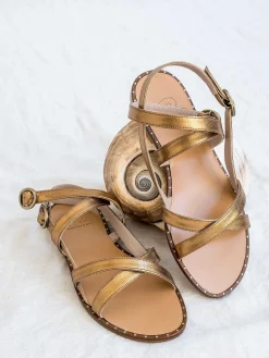 Mujer MICUIR Sandalias Planas-Romanas Dorado