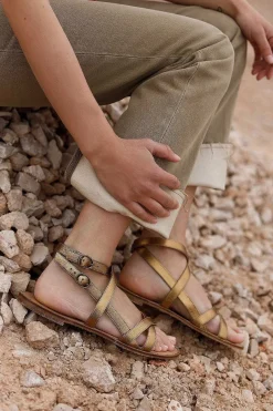 Mujer MICUIR Sandalias Planas-Romanas Dorado