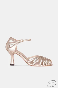 Mujer MICUIR Sandalias Tacón-Salome Oro 7,5Cm