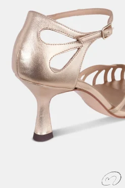 Mujer MICUIR Sandalias Tacón-Salome Oro 7,5Cm
