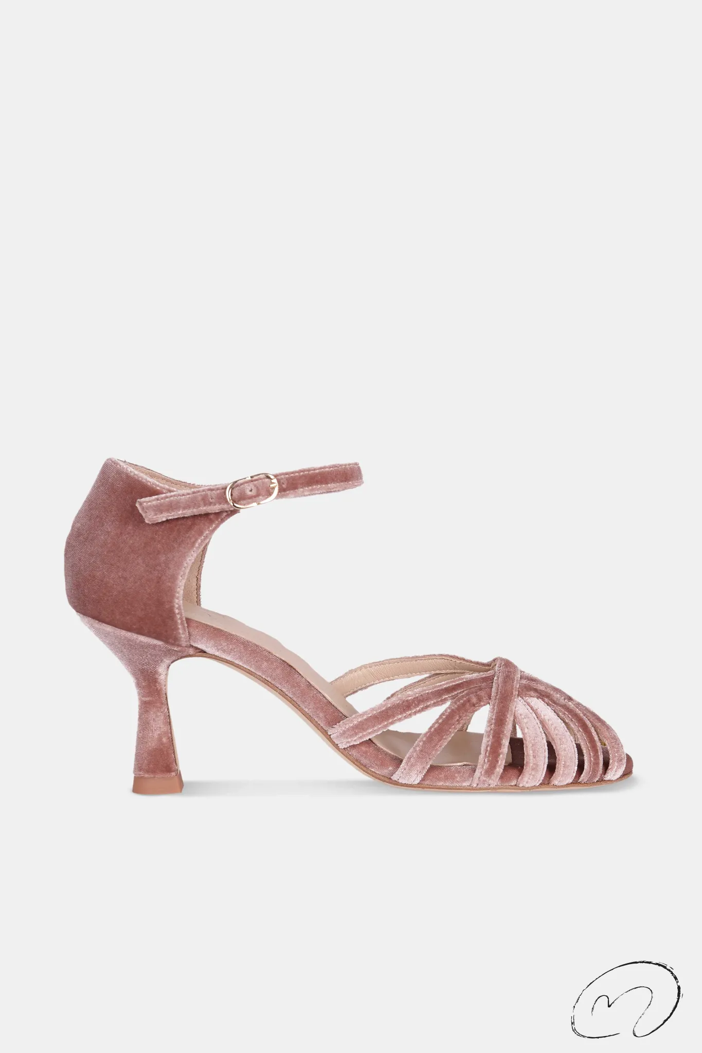 Mujer MICUIR Sandalias Tacón-Salome Terciopelo Rosa Palo 7,5Cm
