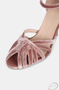 Mujer MICUIR Sandalias Tacón-Salome Terciopelo Rosa Palo 7,5Cm