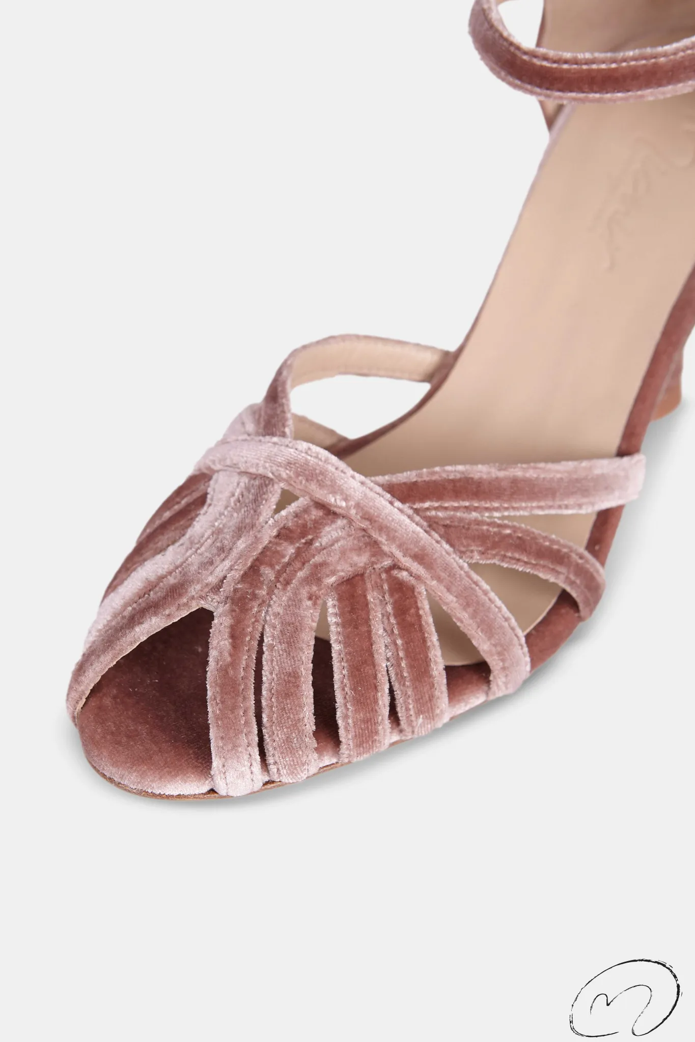 Mujer MICUIR Sandalias Tacón-Salome Terciopelo Rosa Palo 7,5Cm
