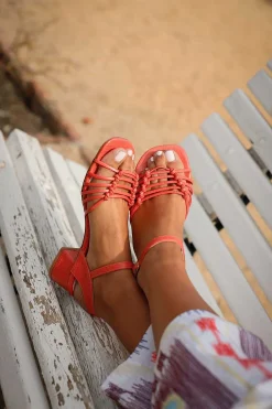 Mujer MICUIR Sandalias Tacón Midi-Simona Coral 5Cm