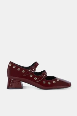 Mujer MICUIR Bailarinas-Spiga Charol Burdeos Tachas 4Cm