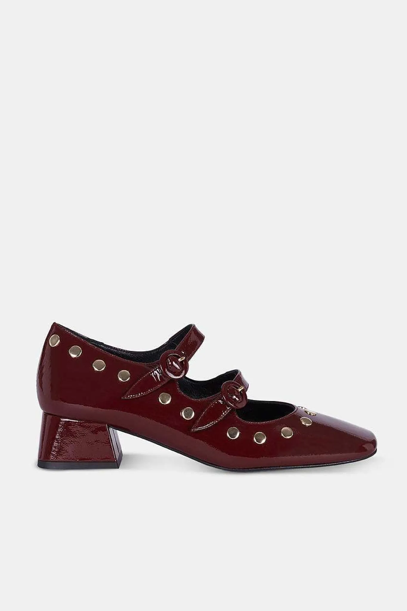 Mujer MICUIR Bailarinas-Spiga Charol Burdeos Tachas 4Cm