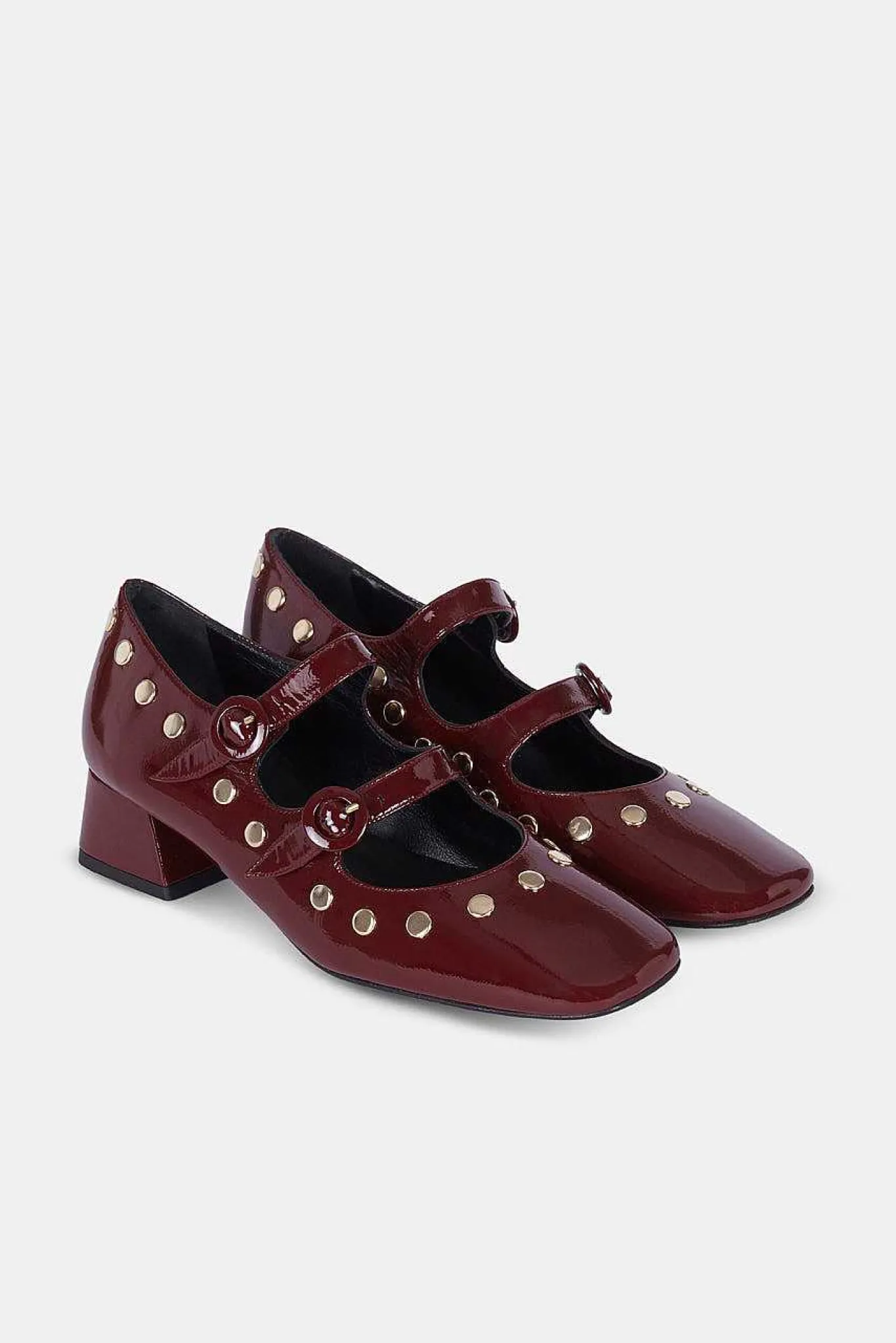 Mujer MICUIR Bailarinas-Spiga Charol Burdeos Tachas 4Cm