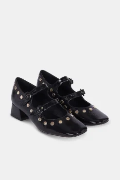 Mujer MICUIR Bailarinas-Spiga Charol Negro Tachas 4Cm
