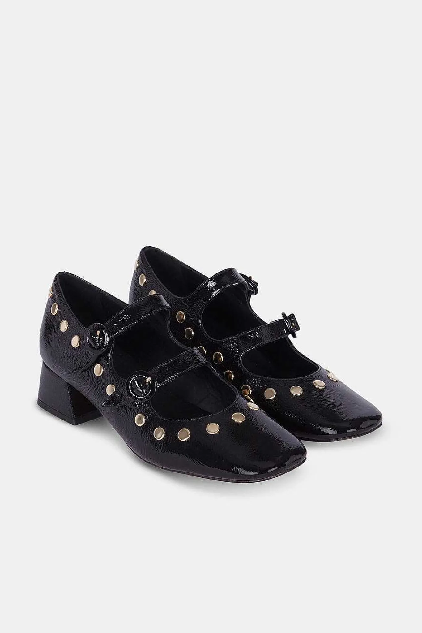 Mujer MICUIR Bailarinas-Spiga Charol Negro Tachas 4Cm