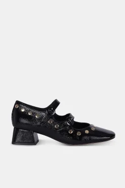 Mujer MICUIR Bailarinas-Spiga Charol Negro Tachas 4Cm