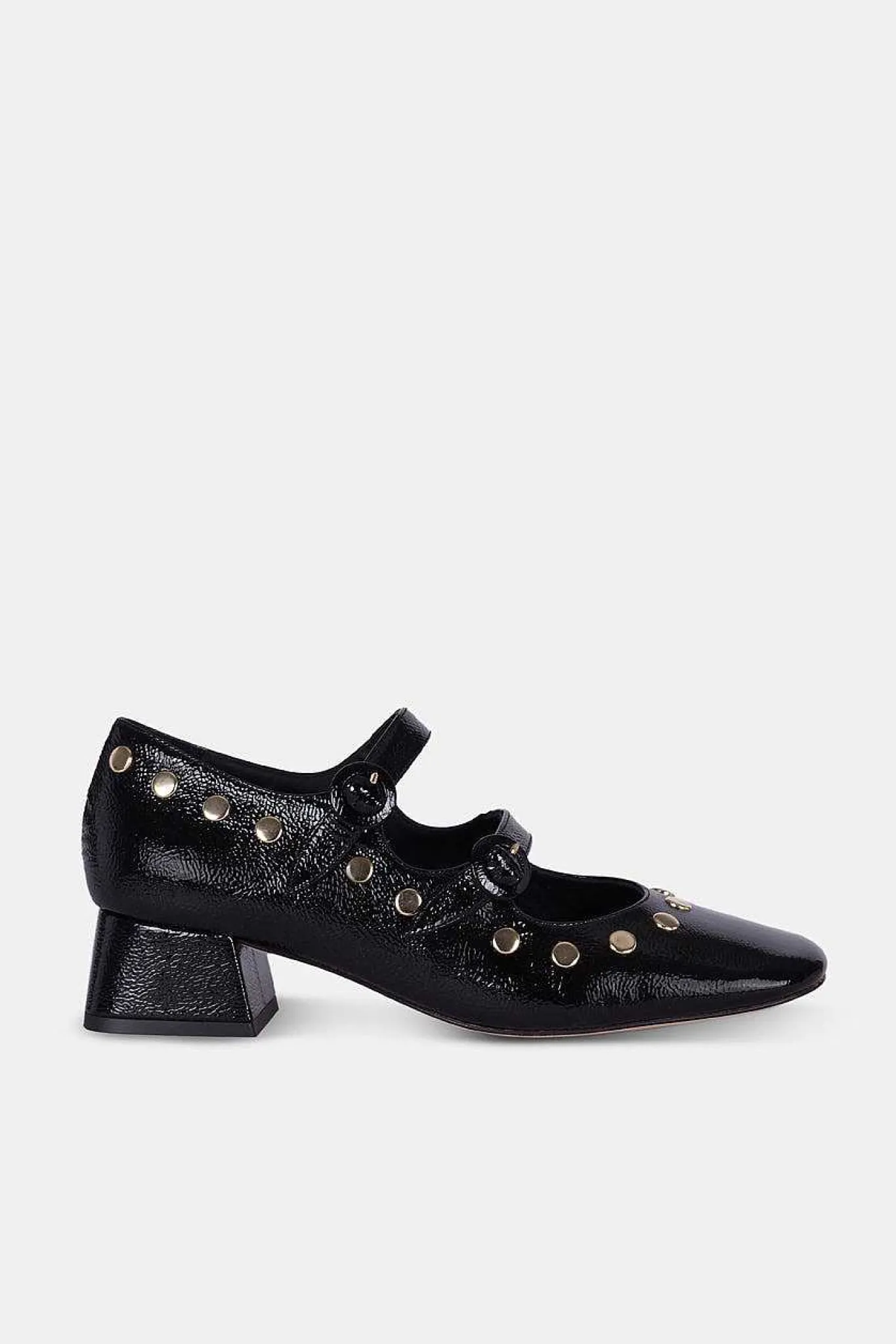 Mujer MICUIR Bailarinas-Spiga Charol Negro Tachas 4Cm