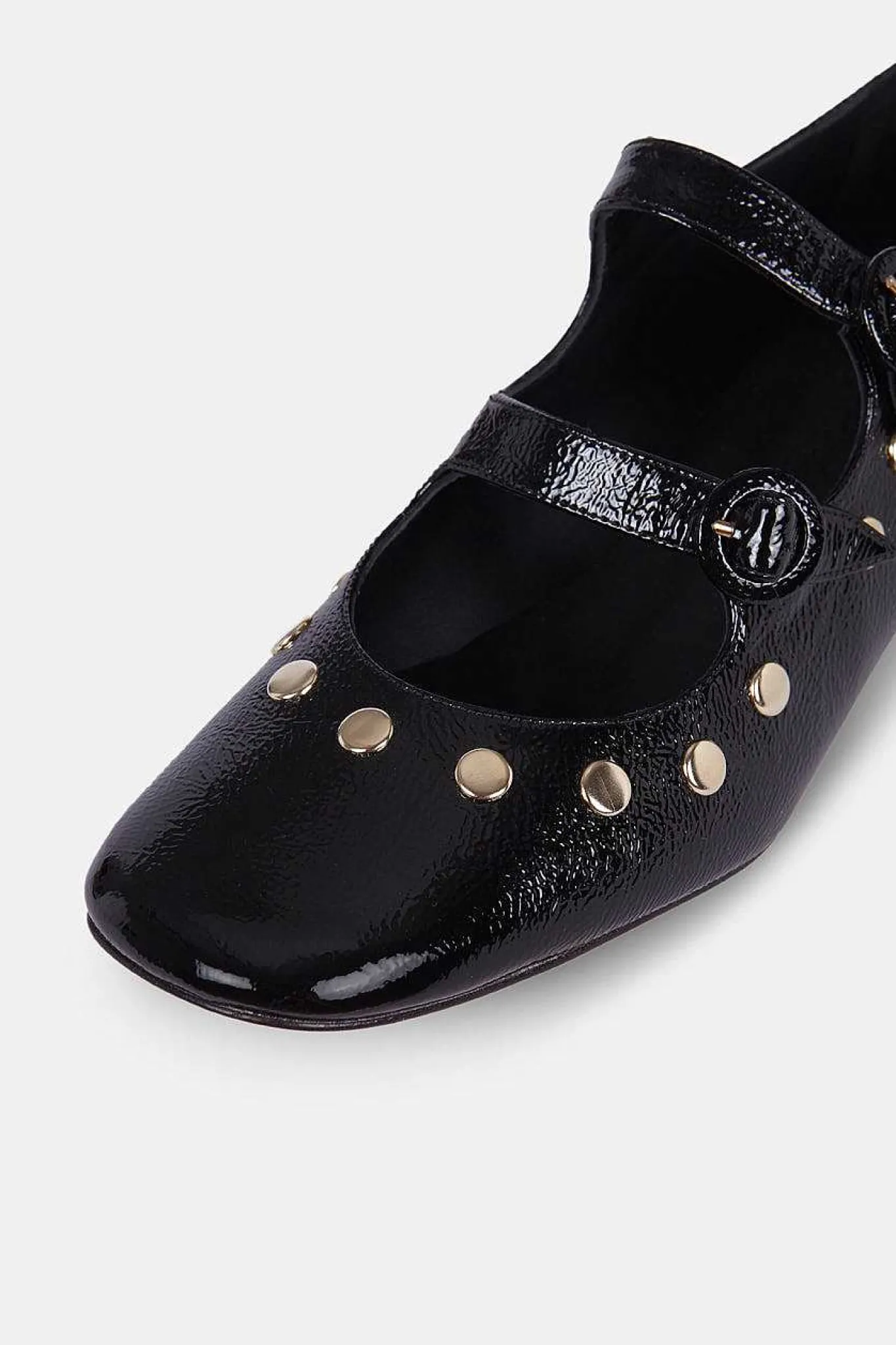 Mujer MICUIR Bailarinas-Spiga Charol Negro Tachas 4Cm