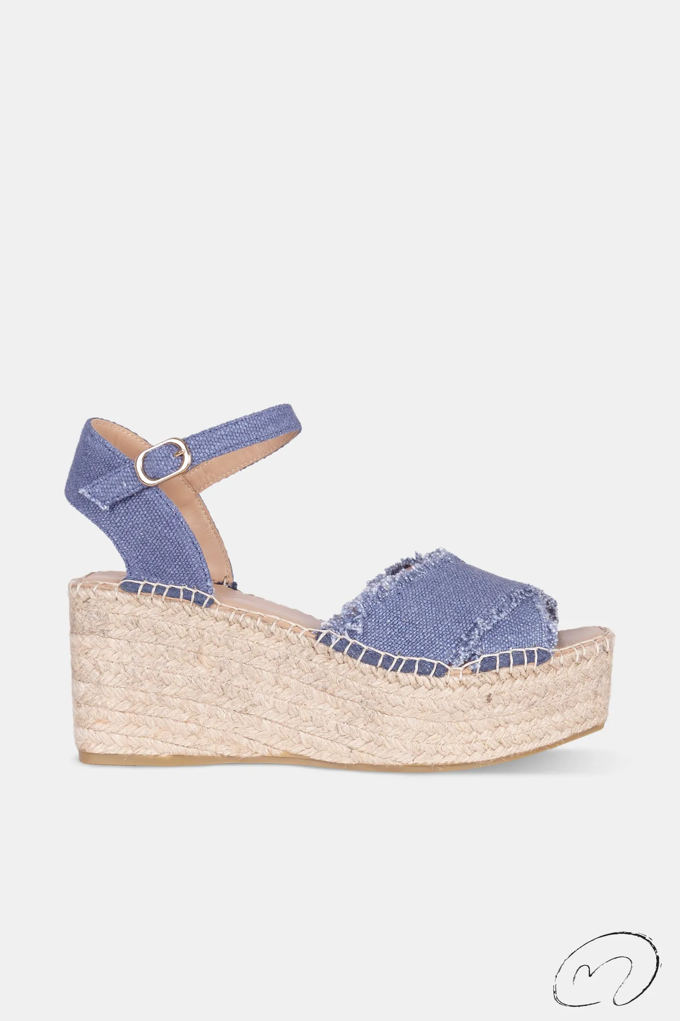 Mujer MICUIR Sandalias Plataforma-Tati Lino Azul 8Cm