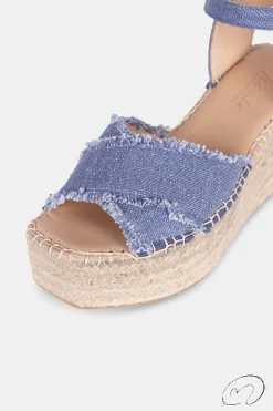 Mujer MICUIR Sandalias Plataforma-Tati Lino Azul 8Cm