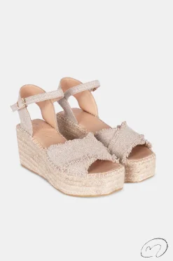 Mujer MICUIR Sandalias Plataforma-Tati Lino Beige 8Cm