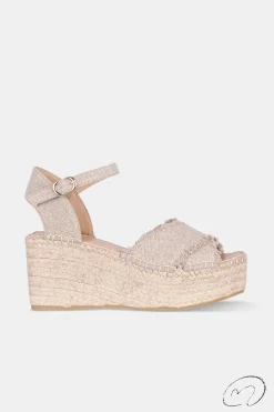 Mujer MICUIR Sandalias Plataforma-Tati Lino Beige 8Cm