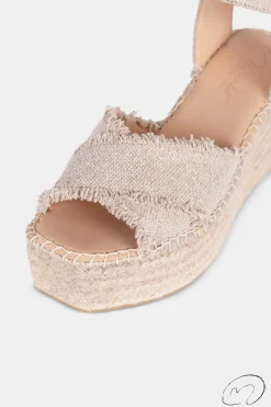 Mujer MICUIR Sandalias Plataforma-Tati Lino Beige 8Cm