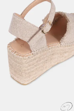 Mujer MICUIR Sandalias Plataforma-Tati Lino Beige 8Cm