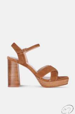 Mujer MICUIR Sandalias Tacón-Tiziana Ante Camel 9,5Cm