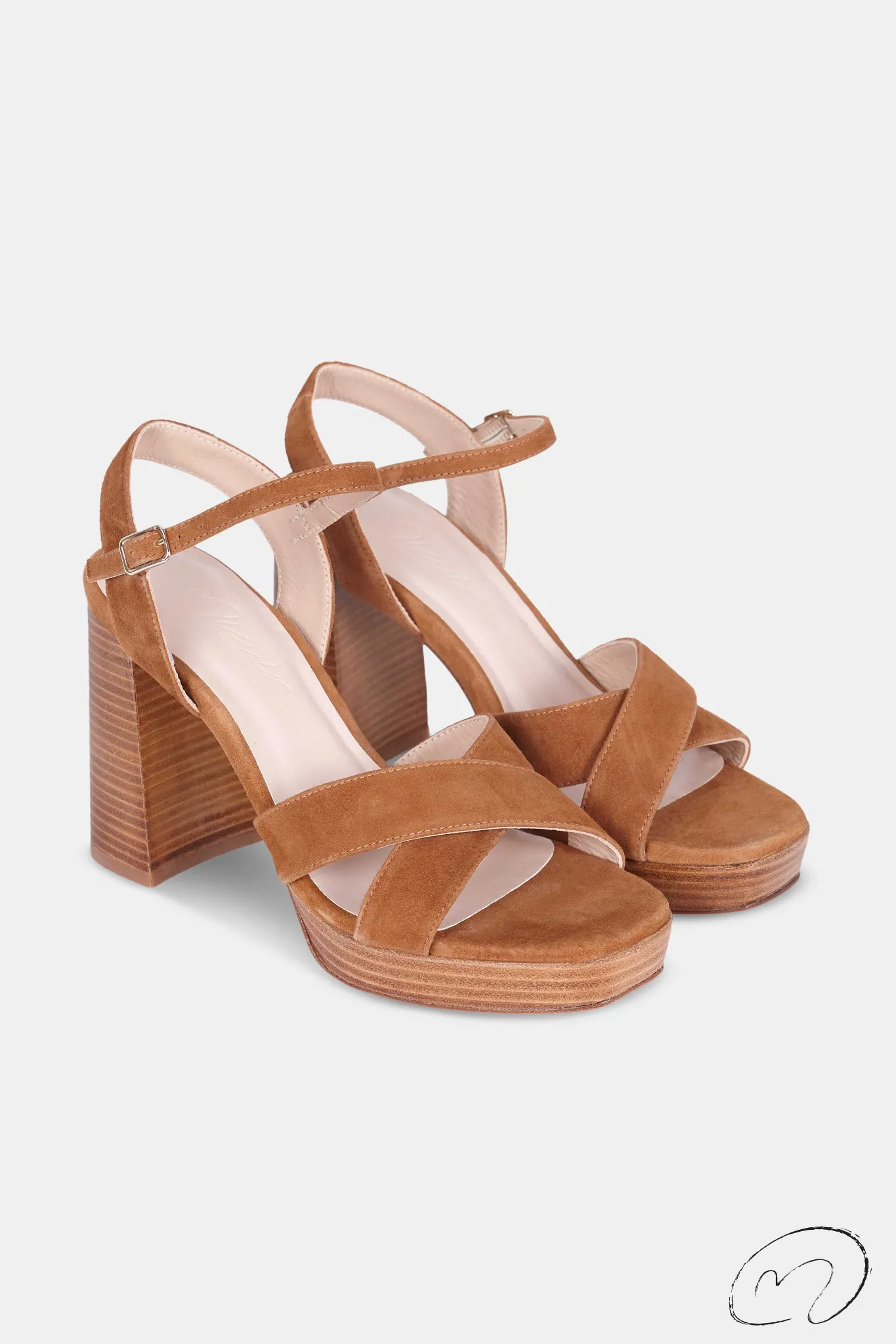 Mujer MICUIR Sandalias Tacón-Tiziana Ante Camel 9,5Cm