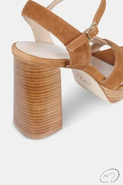 Mujer MICUIR Sandalias Tacón-Tiziana Ante Camel 9,5Cm