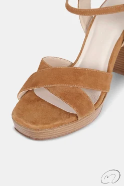 Mujer MICUIR Sandalias Tacón-Tiziana Ante Camel 9,5Cm