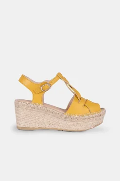 Mujer MICUIR Sandalias Plataforma-Tropea Mostaza 7Cm