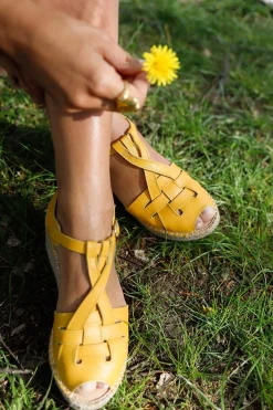 Mujer MICUIR Sandalias Plataforma-Tropea Mostaza 7Cm