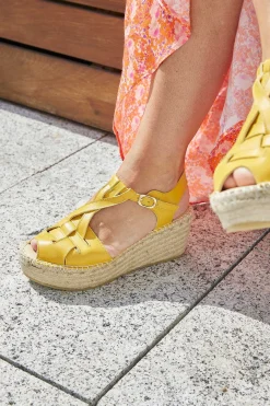 Mujer MICUIR Sandalias Plataforma-Tropea Mostaza 7Cm