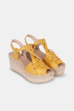 Mujer MICUIR Sandalias Plataforma-Tropea Mostaza 7Cm