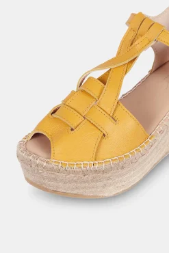 Mujer MICUIR Sandalias Plataforma-Tropea Mostaza 7Cm
