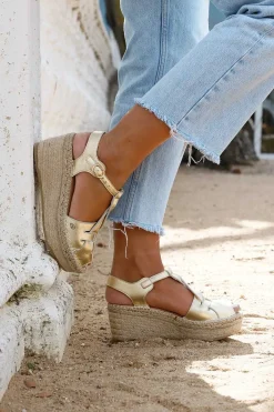 Mujer MICUIR Sandalias Plataforma-Tropea Oro 7Cm