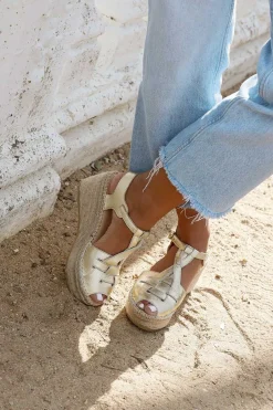 Mujer MICUIR Sandalias Plataforma-Tropea Oro 7Cm