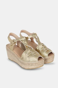 Mujer MICUIR Sandalias Plataforma-Tropea Oro 7Cm