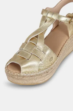 Mujer MICUIR Sandalias Plataforma-Tropea Oro 7Cm