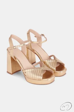 Mujer MICUIR Sandalias Tacón-Vir Oro 9,5Cm