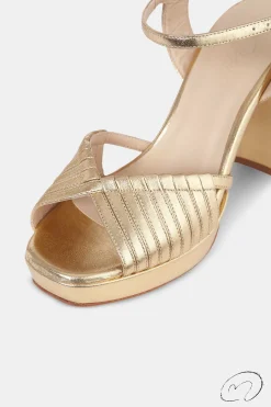 Mujer MICUIR Sandalias Tacón-Vir Oro 9,5Cm